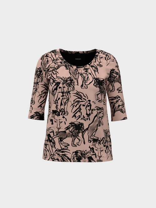 Half-sleeved shirt with lion print