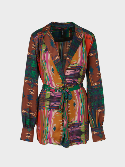 Fließende Wickelbluse aus Satin