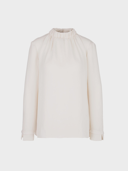 Bluse mit angerüschtem Stehkragen