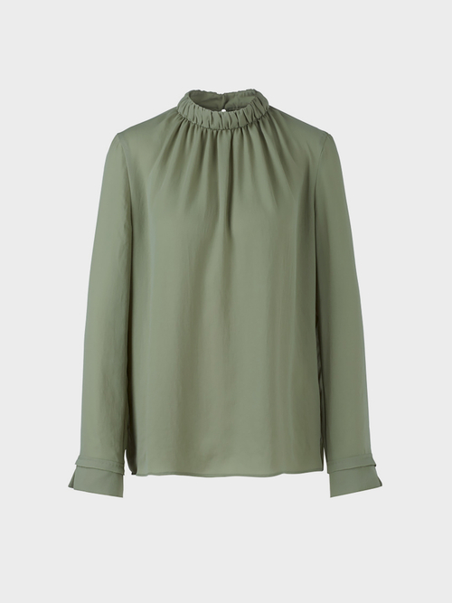 Bluse mit angerüschtem Stehkragen