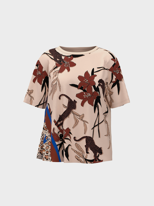 Printed blouse-style top with silk