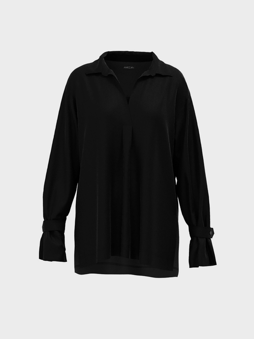 Blouse-style top with material mix