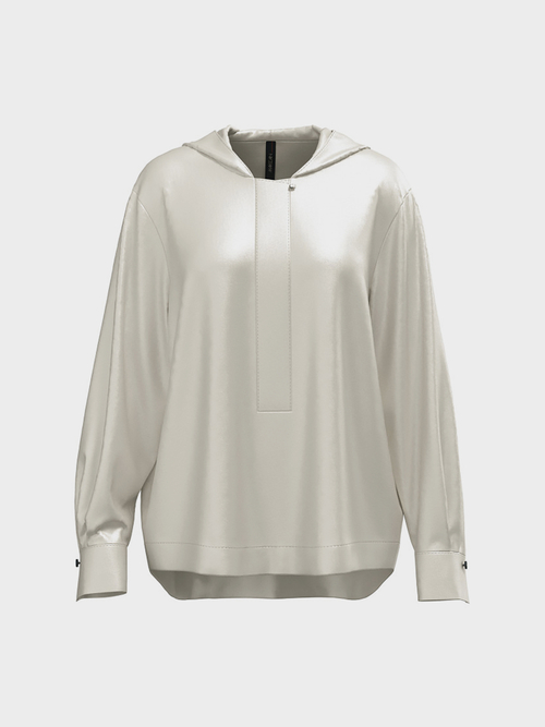 Tee-shirt chemisier à capuche en satin