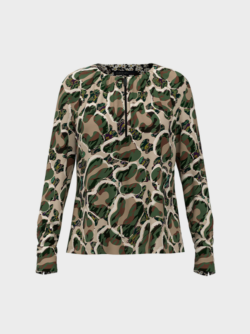 Blouseshirt met camouflageprint
