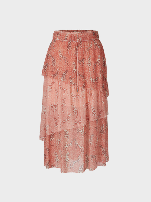 Tiered skirt in viscose and silk