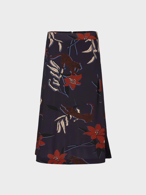 Midi skirt with leopard and flower print