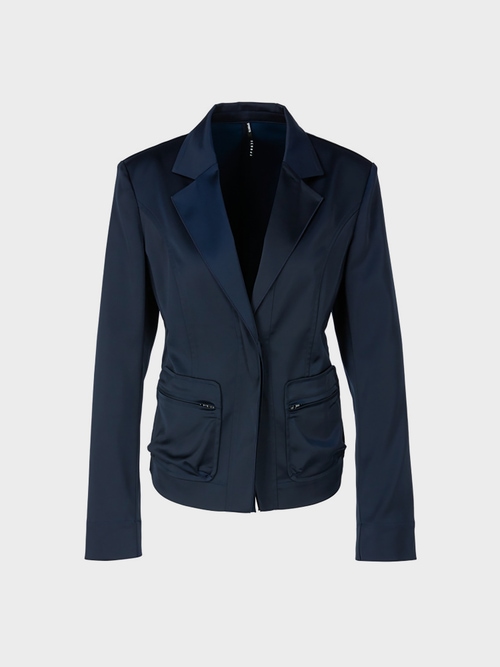 Satinblazer mit sportiven Details