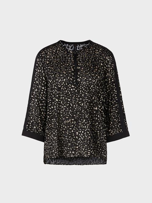 Devoré blouse with icon/leopard print