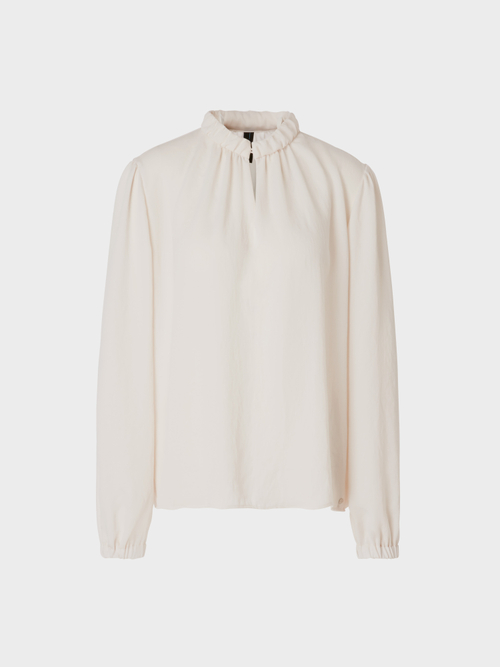 Bluse mit angerüschtem Stehkragen