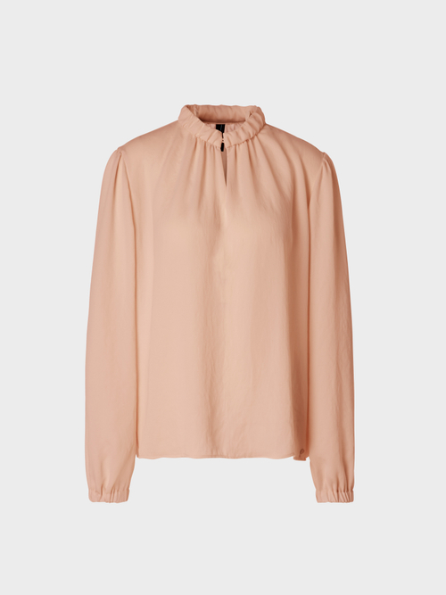 Bluse mit angerüschtem Stehkragen