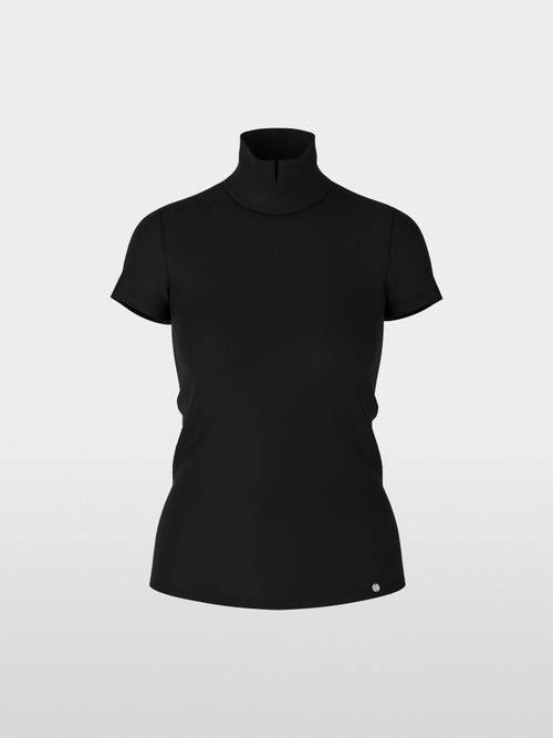 T-shirt with slit mock neck