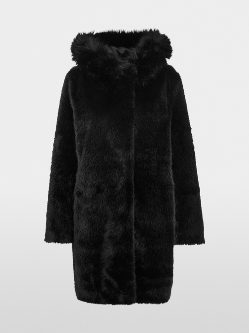 Mantel aus Fake Fur mit Kapuze