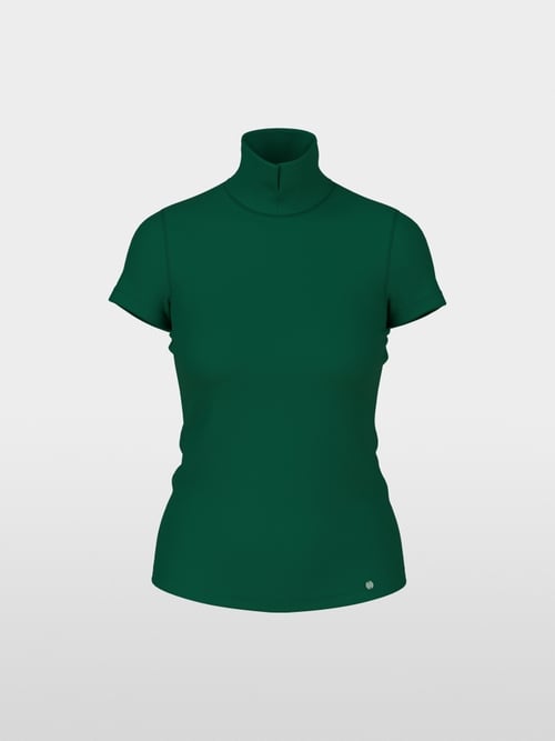 T-shirt with slit mock neck