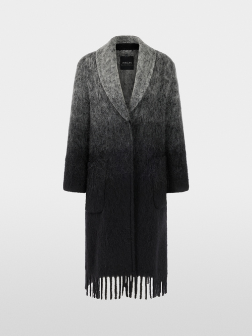 Alpaca blend coat with fringes