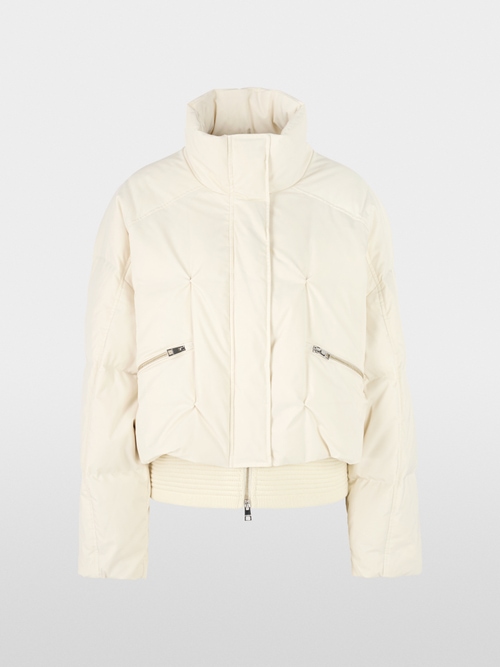 Quilted down jacket with knitted cuffs