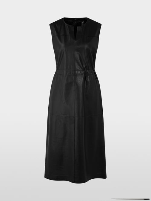 Leder-Maxikleid mit V-Ausschnitt