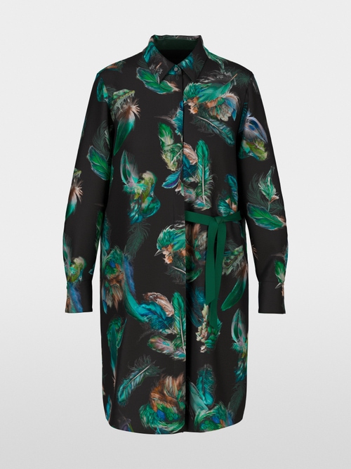 Robe en soie avec imprimé plumes