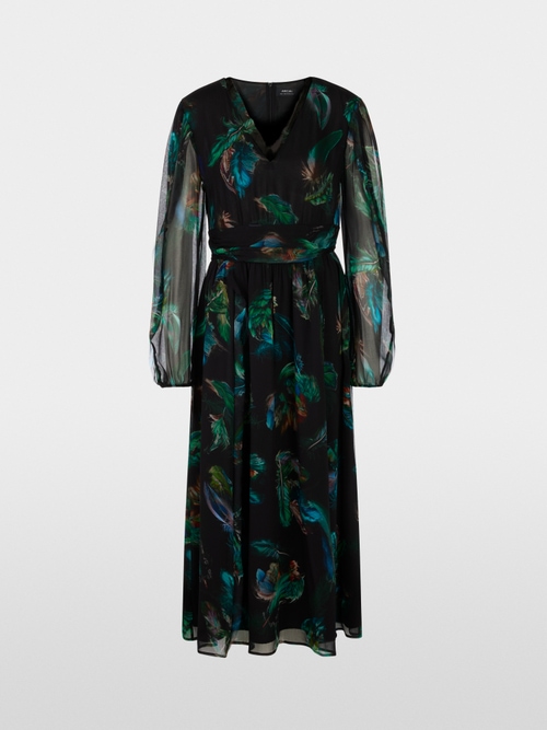 Robe en viscose avec imprimé plumes