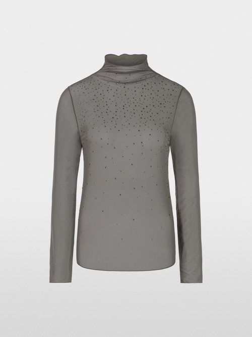 Mesh-Longsleeve mit Hotfixsteinchen
