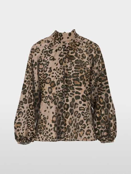 Schluppenbluse mit Leo-Print
