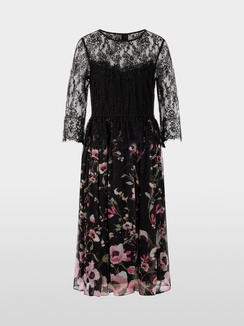 Jurk met kant en bloemenprint