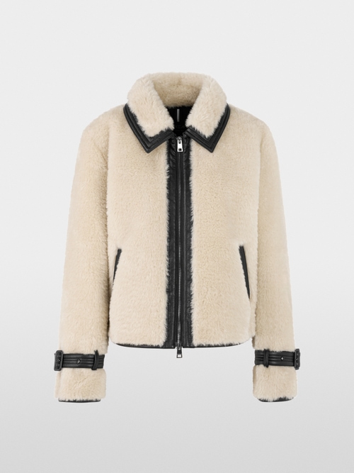 Faux fur jacket with strap detail