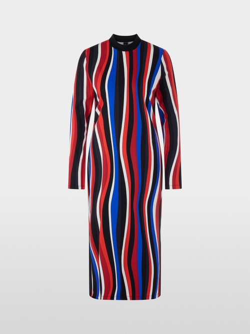 Robe midi à motif ondulé rétro