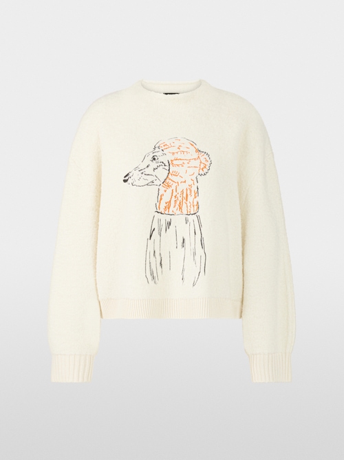 Warm knitted jumper with dog motif