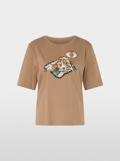 Short-sleeved T-shirt with dog print