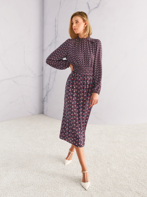 Dress with pattern ‘Rethink Together’