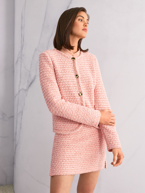 Blouse à détails en dentelle et col montant