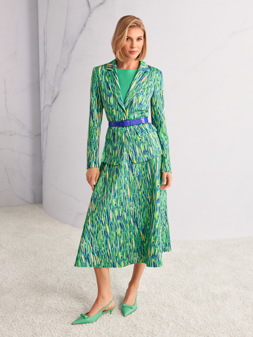 Calf-length skirt made of scuba jersey