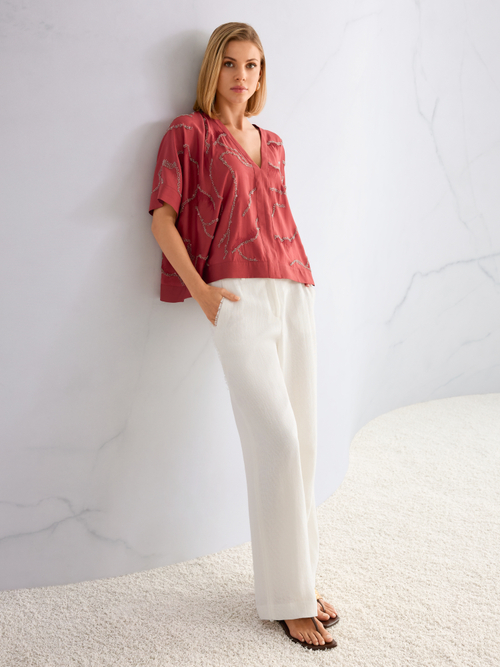 Pantalon WUKARI en mélange lin-viscose