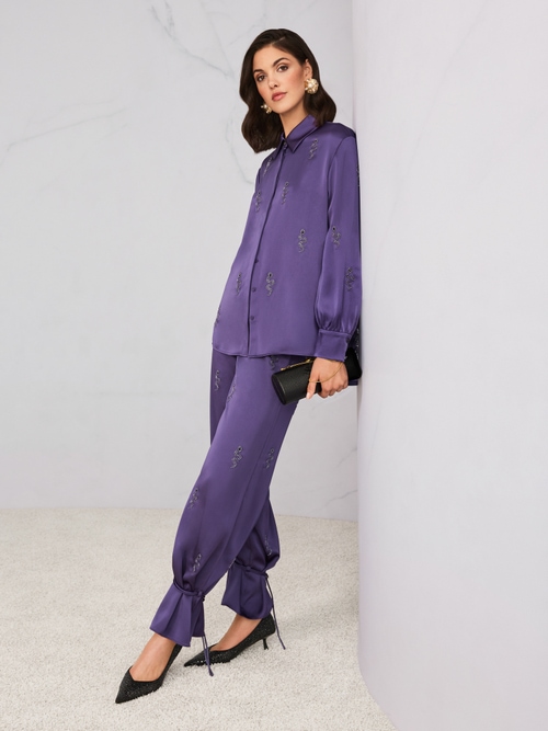 WELKOM snake embellishment trousers