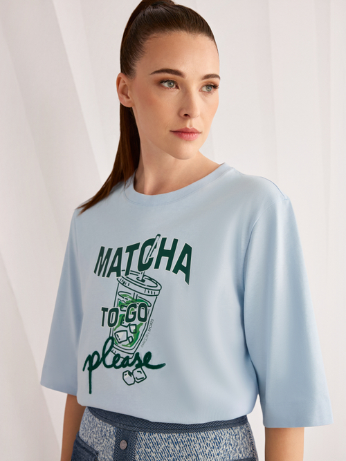 ‘Rethink Together’ matcha print shirt