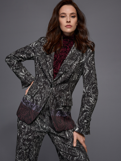 Scuba jersey blazer with all-over print