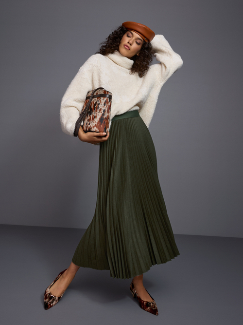 Boiled wool midi skirt
