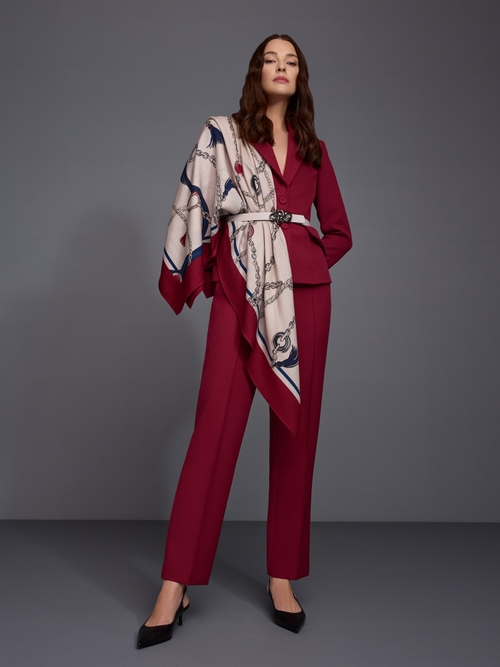 Foulard en laine et soie avec imprimé « chaînes »