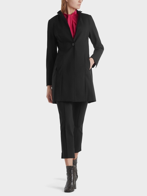 Clean-cut coat in scuba jersey
