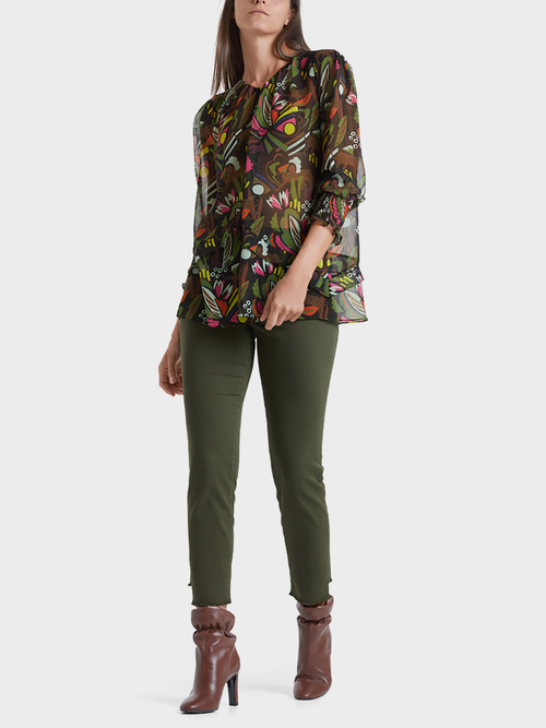 Feminine Print-Bluse mit Volants