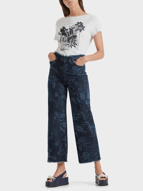 Bedruckte High-Waist-Jeans