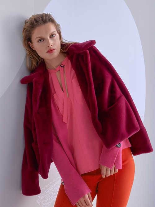 Velvety faux fur jacket