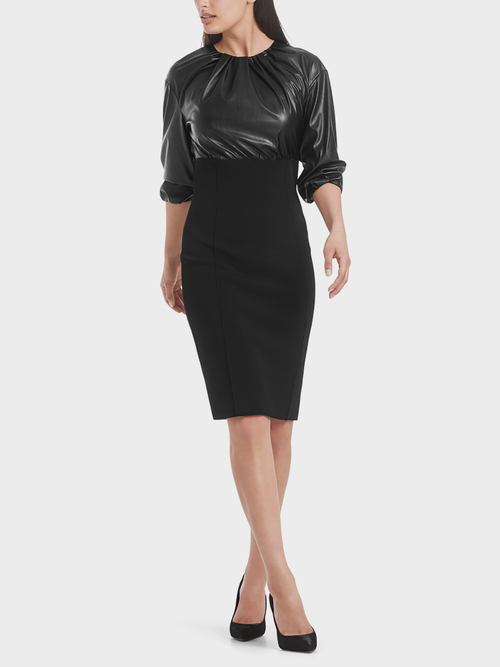 Fun nappa dress with knitted skirt