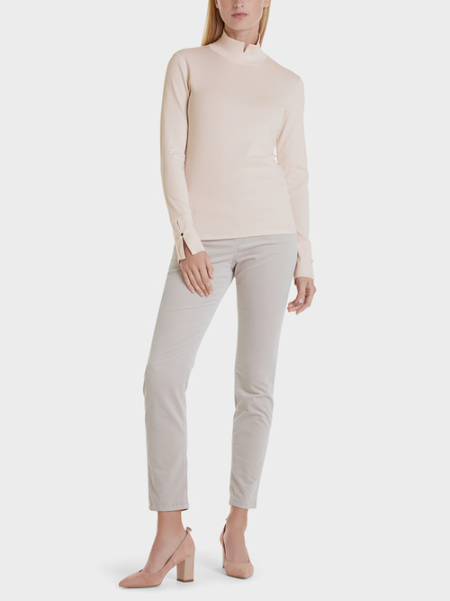 Stand-up collar top in cotton jersey