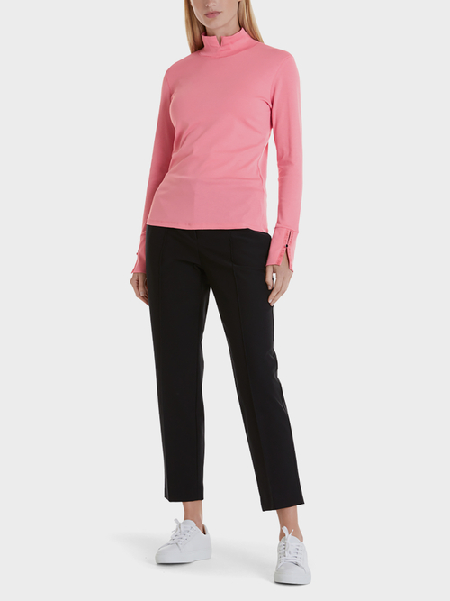 Stand-up collar top in cotton jersey