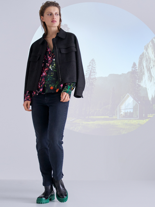 Print-Bluse aus Viskose und Seide