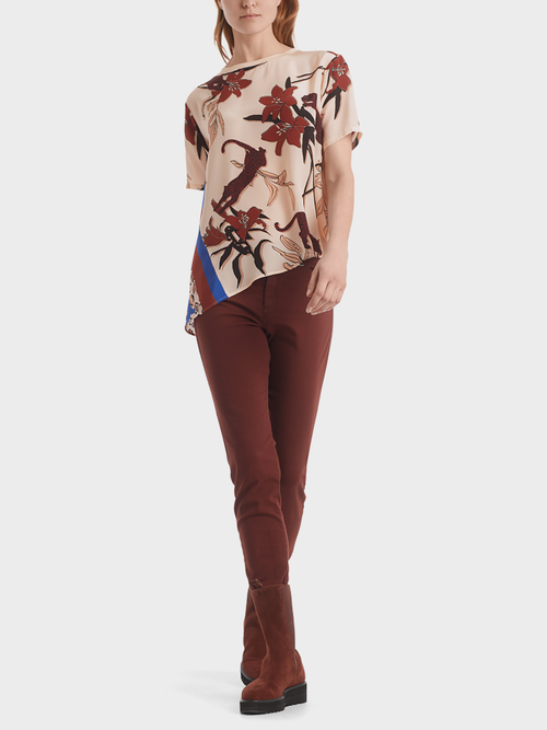 Printed blouse-style top with silk
