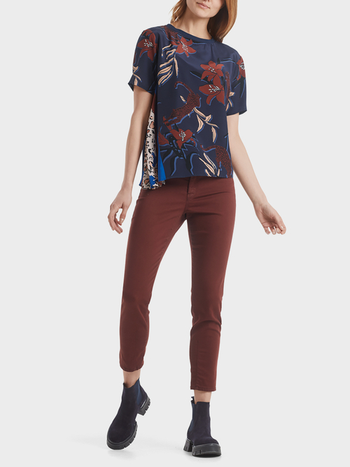 Printed blouse-style top with silk