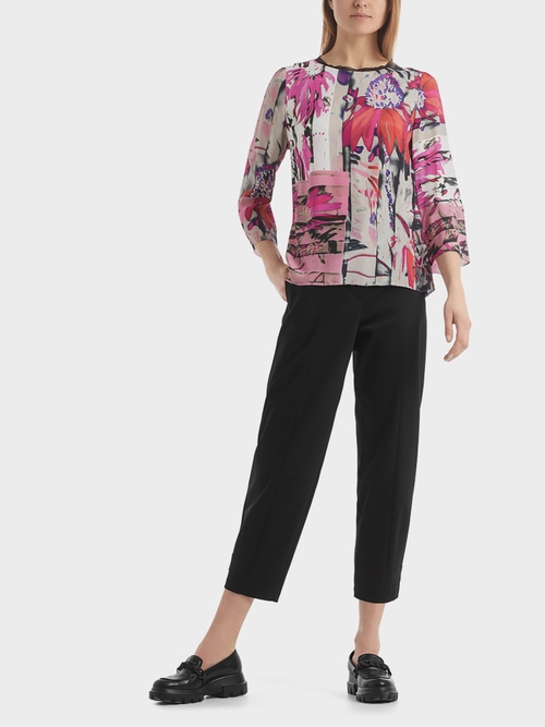 Blouse-style top in viscose and silk