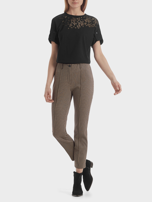 Jacquard pantalon met klein motief
